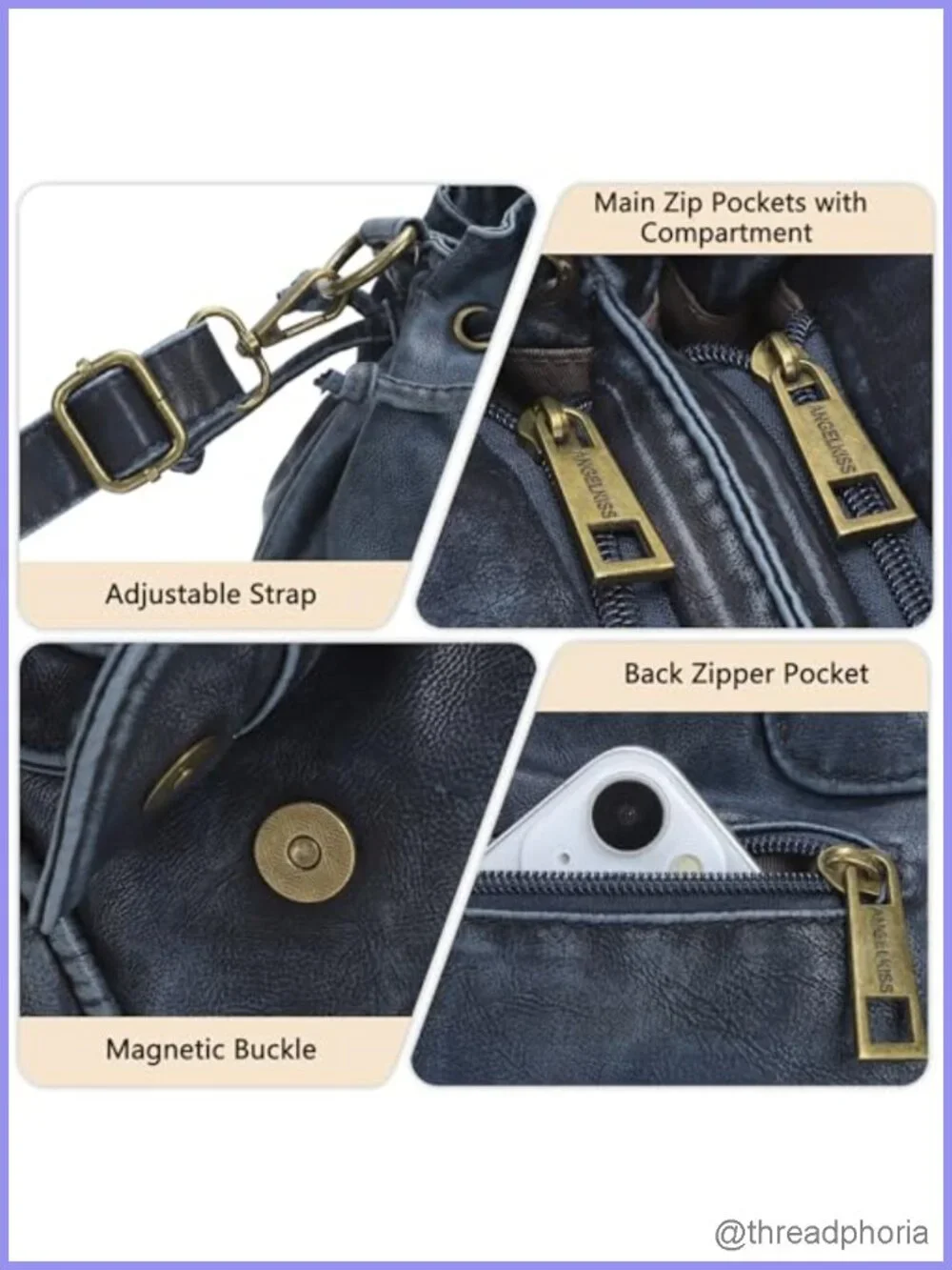 Women's Small Hobo Bag Faux Leather Crossbody Shoulder Purse with Removable